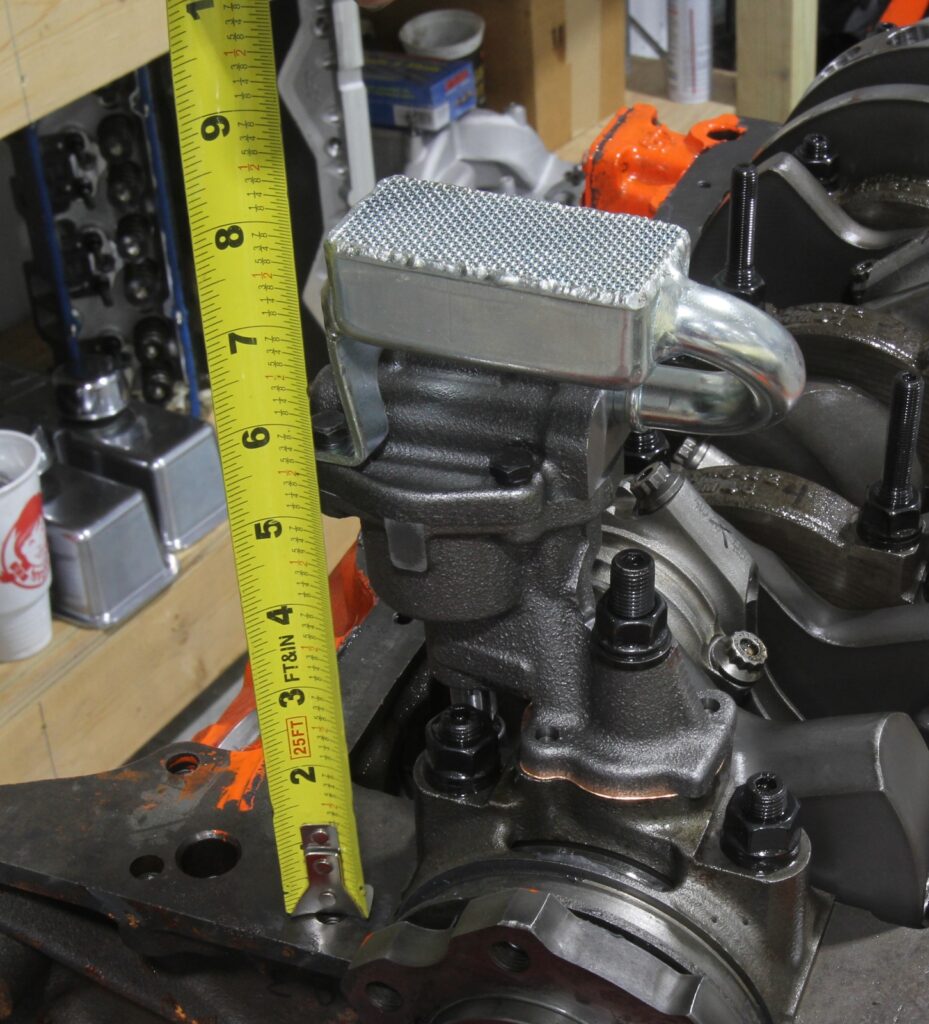 Measuring oil pump pickup to oil pan floor clearance